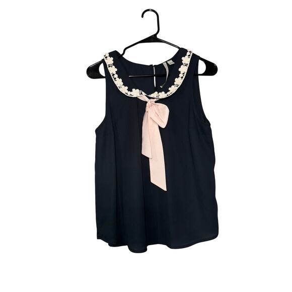 Lauren Conrad Sleeveless Top with Lace and Bow - Picture 1 of 4